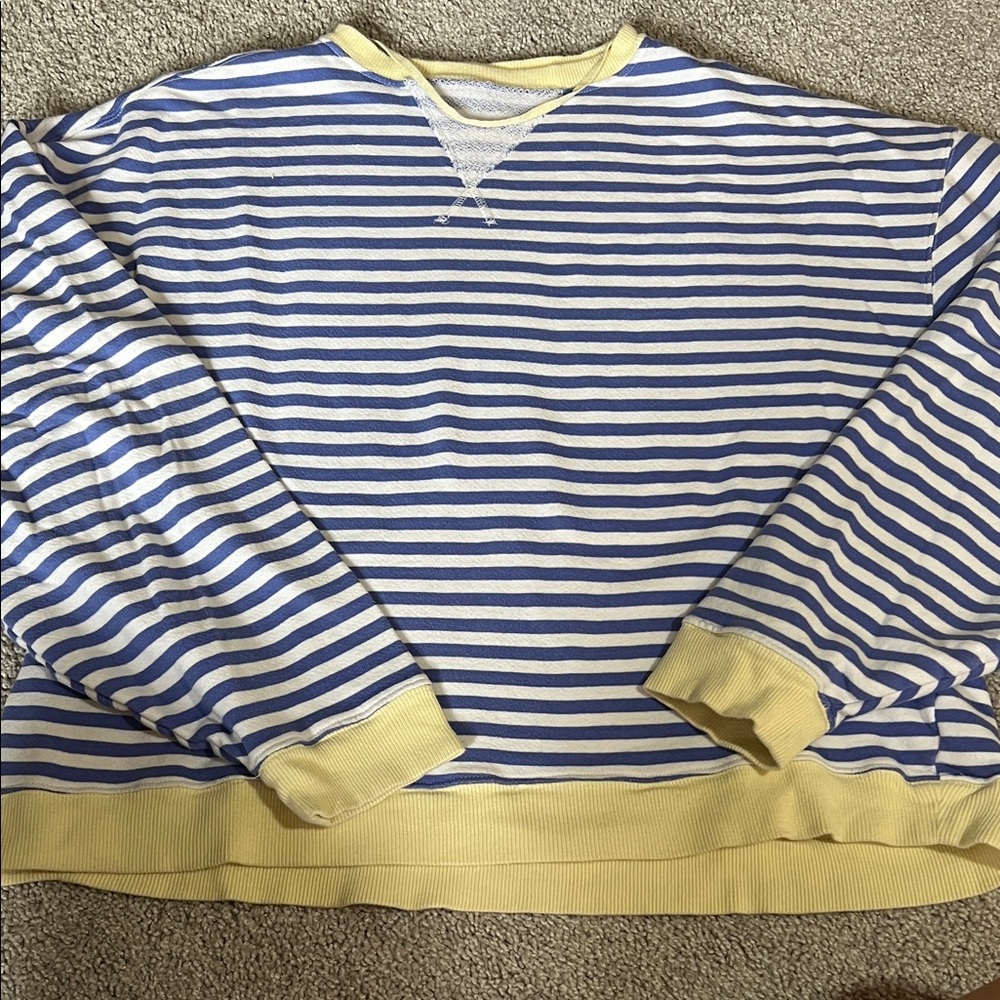 Free People Classic Stripe Oversize Crewneck in size small